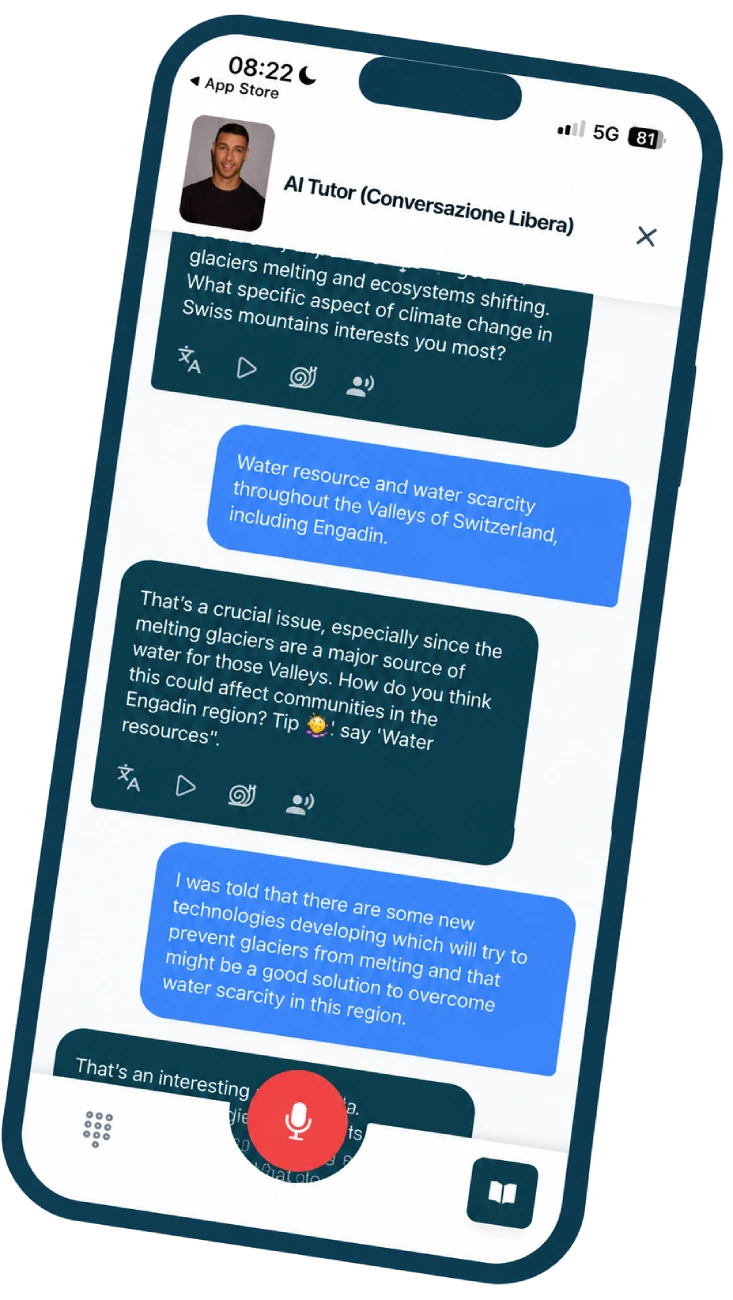 Conversazione con l'AI Tutor di eSpeak